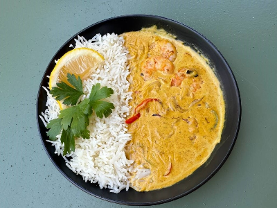 Rice with Curry and Shrimps