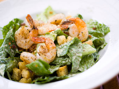 Real Caesar Salad with Shrimps 